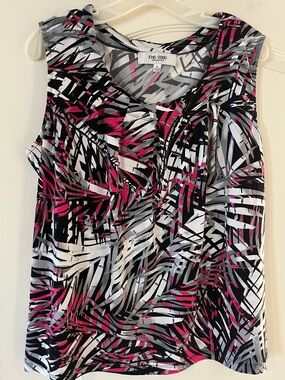 Jones Studio “Separates” Black, White & Pink Sleeveless Top Women’s Size XL